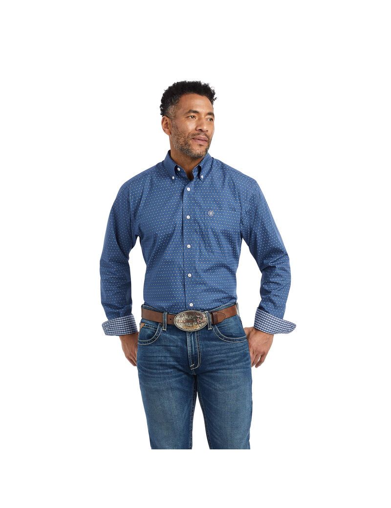 Chemises De Costume Ariat Wrinkle Free Eaden Fitted Bleu Marine | BMZ-6383476