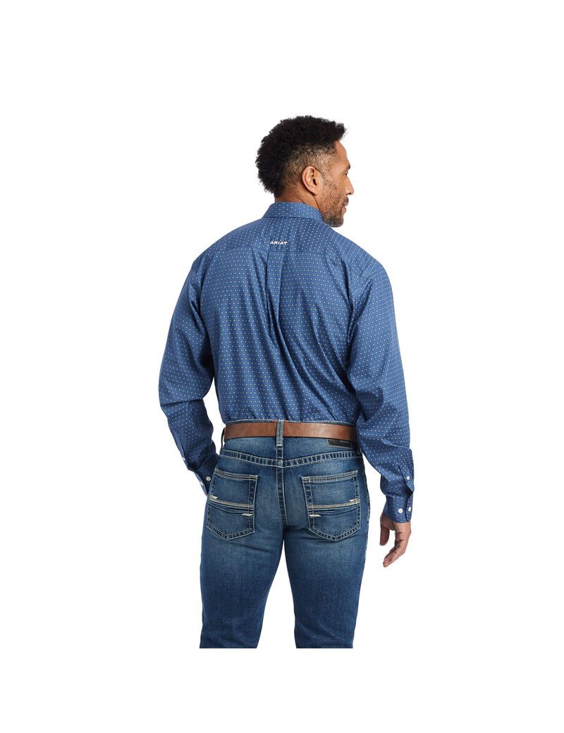 Chemises De Costume Ariat Wrinkle Free Eaden Fitted Bleu Marine | BMZ-6383476