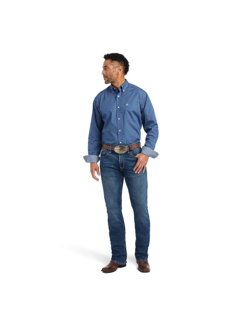 Chemises De Costume Ariat Wrinkle Free Eaden Fitted Bleu Marine | BMZ-6383476