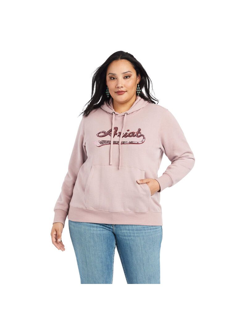 Sweat à Capuche Ariat REAL Sequin Logo Rose | UVV-8587826