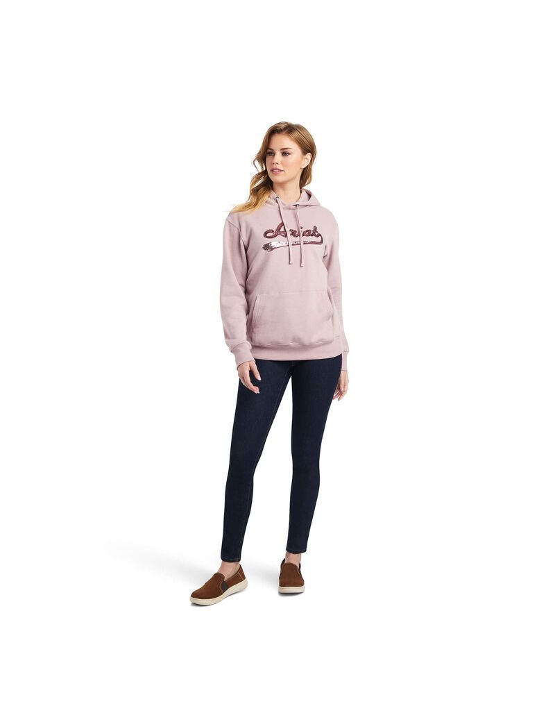 Sweat à Capuche Ariat REAL Sequin Logo Rose | UVV-8587826