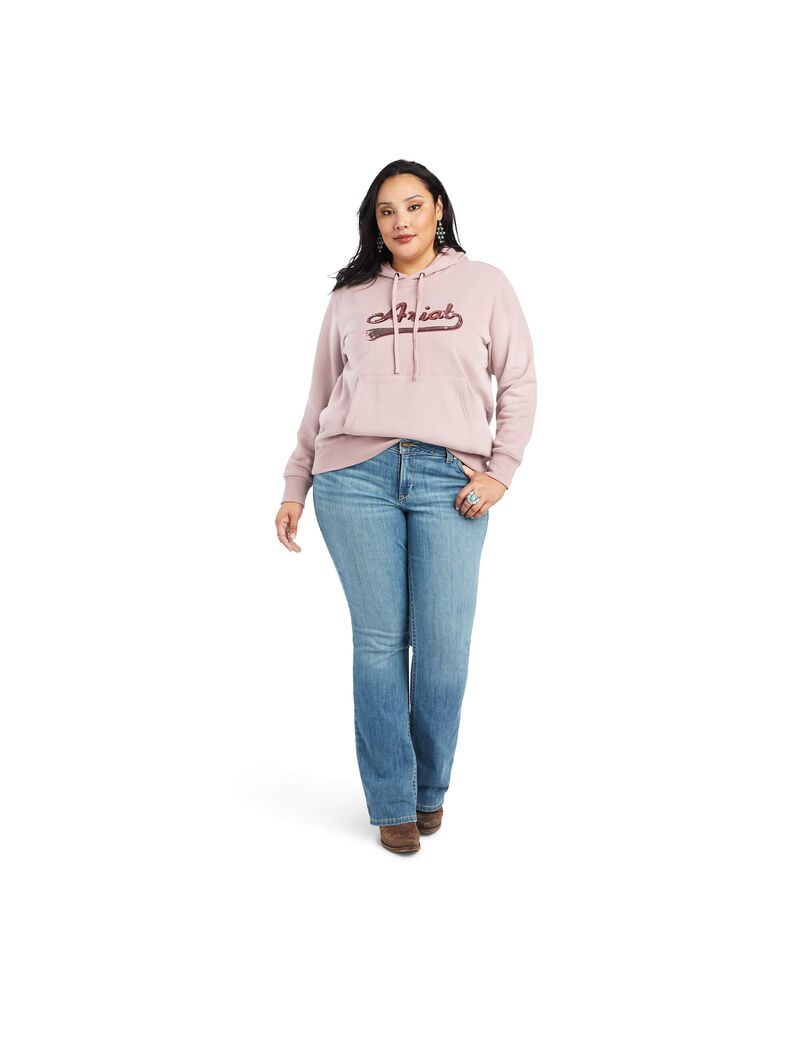 Sweat à Capuche Ariat REAL Sequin Logo Rose | UVV-8587826