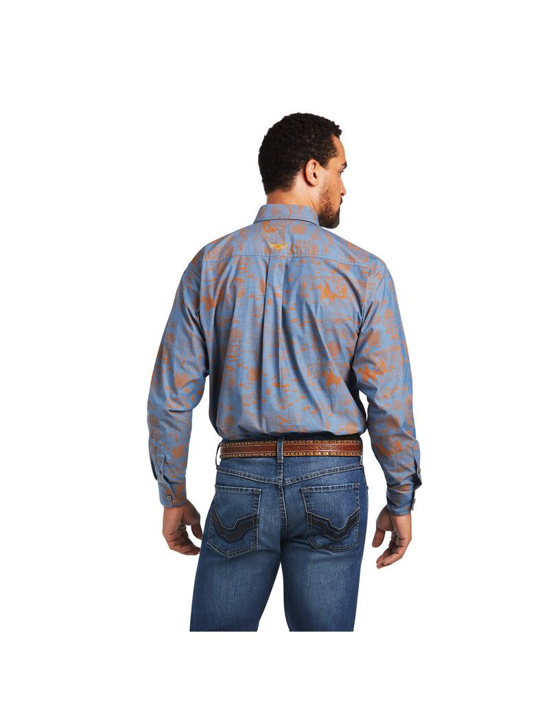 Chemises De Costume Ariat Relentless Cordage Stretch Classiche Fit Bleu | WTW-9998094