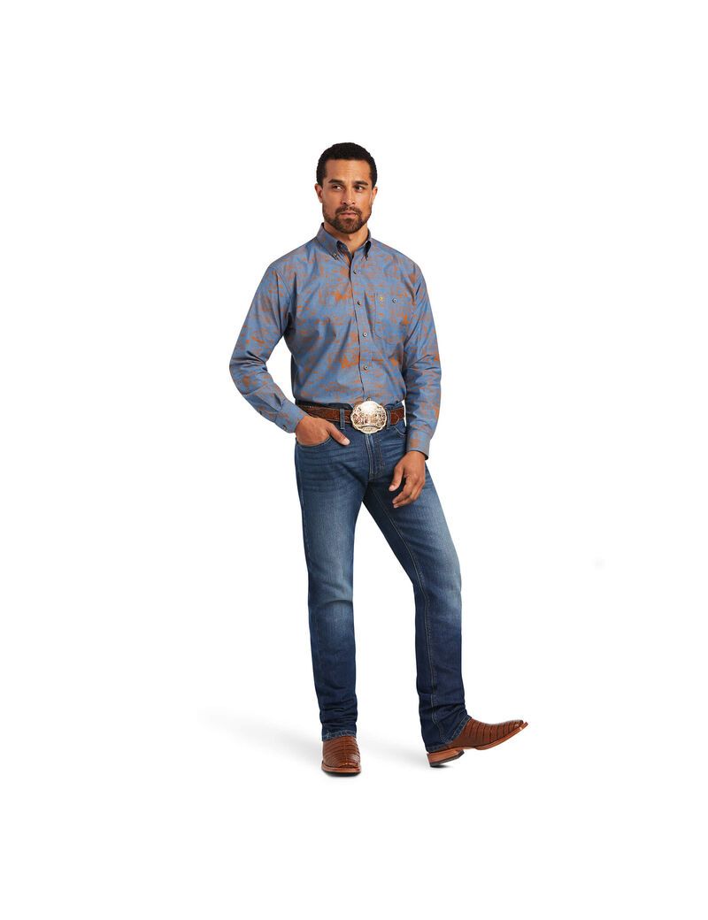 Chemises De Costume Ariat Relentless Cordage Stretch Classiche Fit Bleu | WTW-9998094