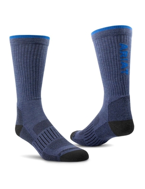 Vêtements De Travail Ariat High Performance Crew Tek Travail Socks 2 Pair Pack Bleu Marine | XKM-5268275