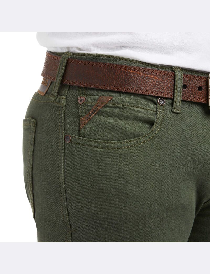 Jean Ariat M7 Rocker Stretch Grizzly Droit Vert Olive | QRB-2818027