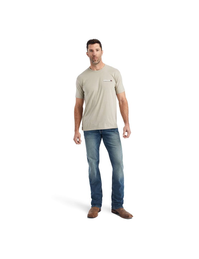 T Shirts Ariat Horizontal Kaki | NUY-3247398