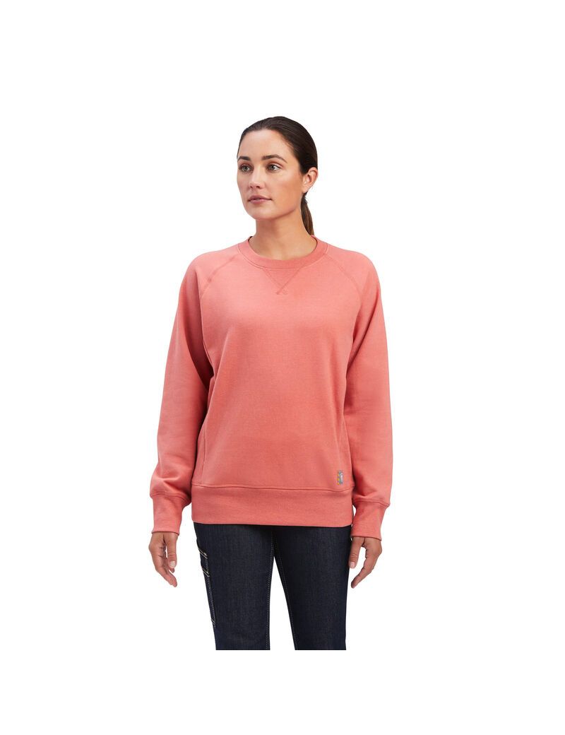 Vêtements De Travail Ariat Rebar Workman Washed Fleece Sweatshirt Rose | SPM-3145124