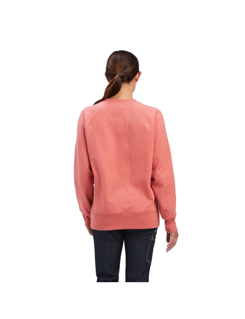 Vêtements De Travail Ariat Rebar Workman Washed Fleece Sweatshirt Rose | SPM-3145124