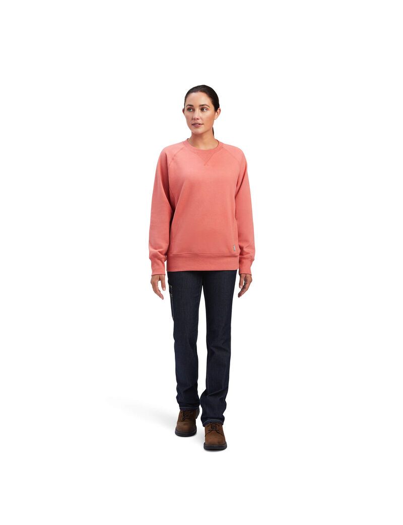 Vêtements De Travail Ariat Rebar Workman Washed Fleece Sweatshirt Rose | SPM-3145124