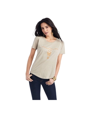 Hauts Ariat Blanket Skull Tee Beige | GLM-7232102