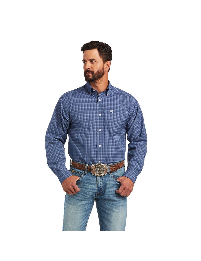 Chemises De Costume Ariat Pro Series Bryson Classiche Fit Grise Foncé Bleu | UBV-6945905