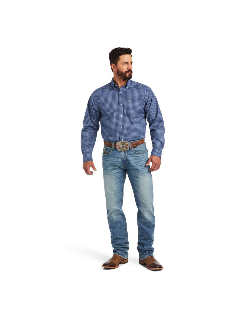 Chemises De Costume Ariat Pro Series Bryson Classiche Fit Grise Foncé Bleu | UBV-6945905