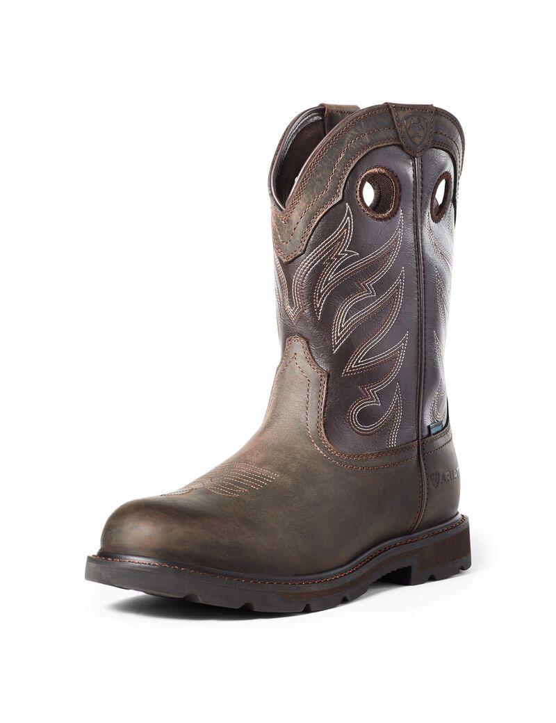 Bottes Imperméables Ariat Groundwork Travail Marron Foncé | RUW-1560452