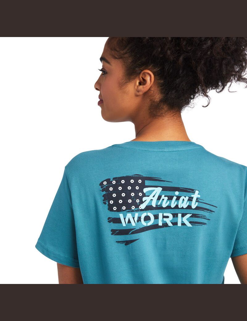 Vêtements De Travail Ariat Rebar Coton Strong Flag Graphique T Shirts Bleu | EUH-5008849