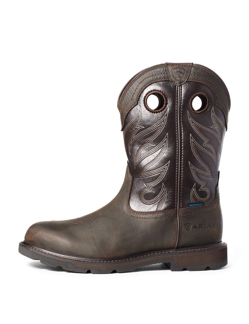 Bottes Imperméables Ariat Groundwork Travail Marron Foncé | RUW-1560452