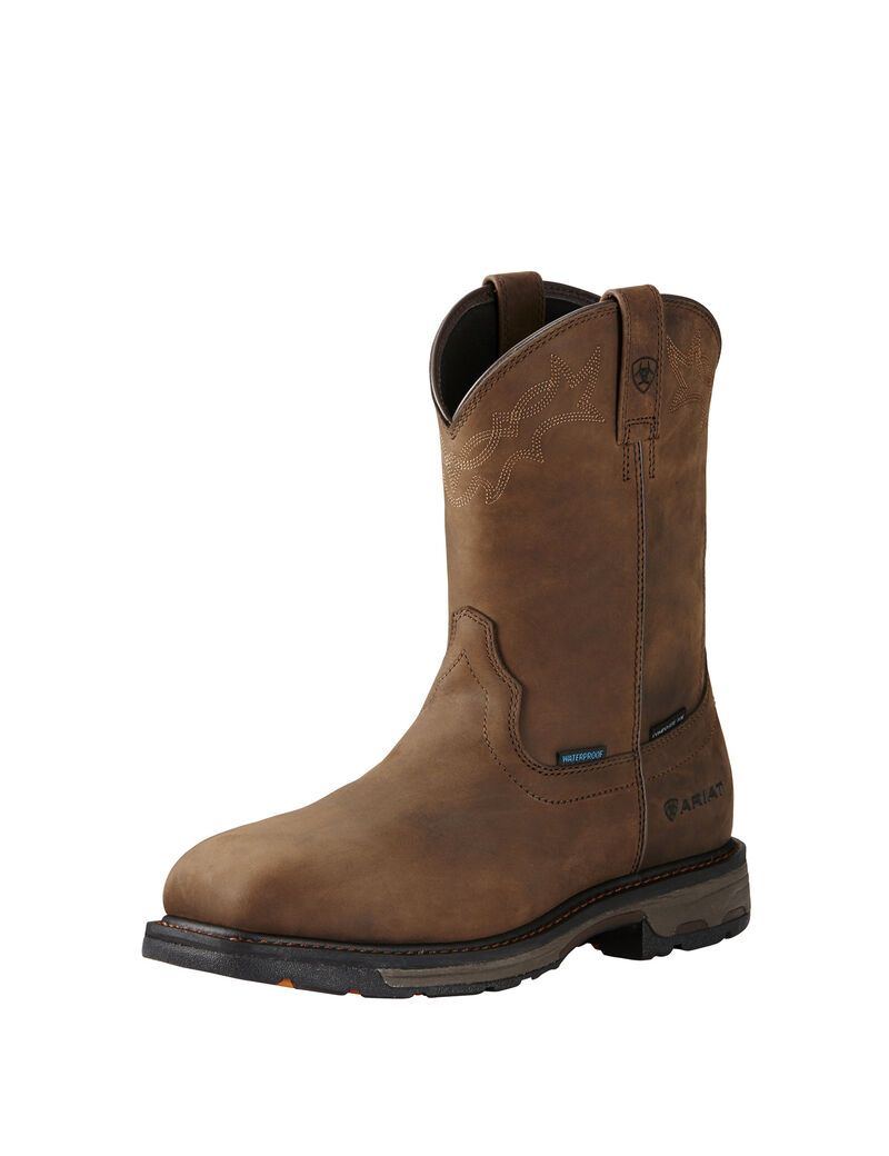 Bottes Imperméables Ariat WorkHog Wellington Composite Embout Travail Marron | GJZ-4397233