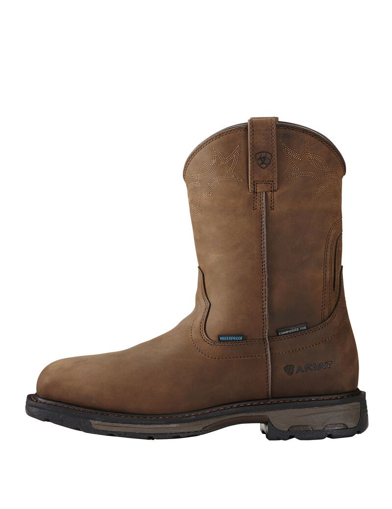 Bottes Imperméables Ariat WorkHog Wellington Composite Embout Travail Marron | GJZ-4397233