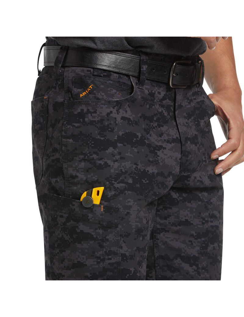 Shorts Ariat Rebar DuraStretch Made Tough Noir Camouflage | XVC-1227905