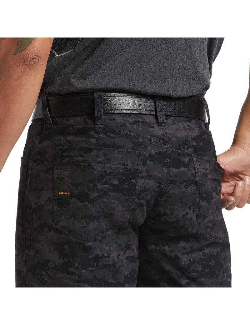 Shorts Ariat Rebar DuraStretch Made Tough Noir Camouflage | XVC-1227905