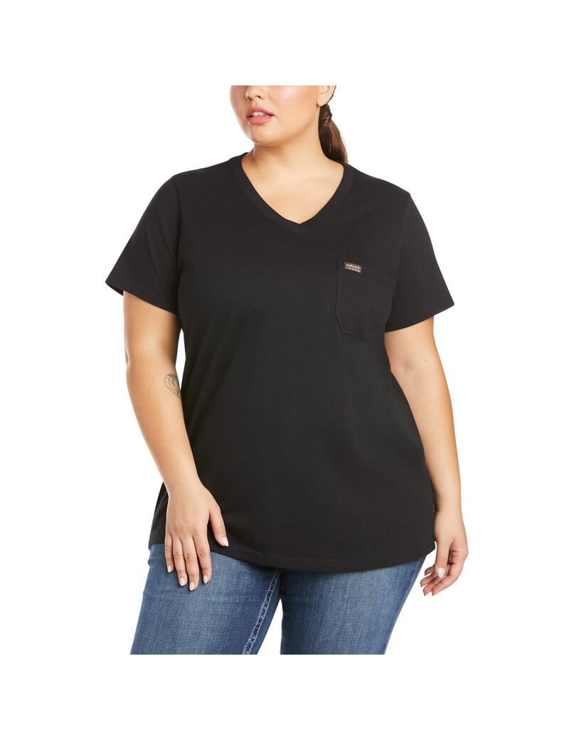 Vêtements De Travail Ariat Rebar Coton Strong V-Neck Top Noir | IEM-3118012