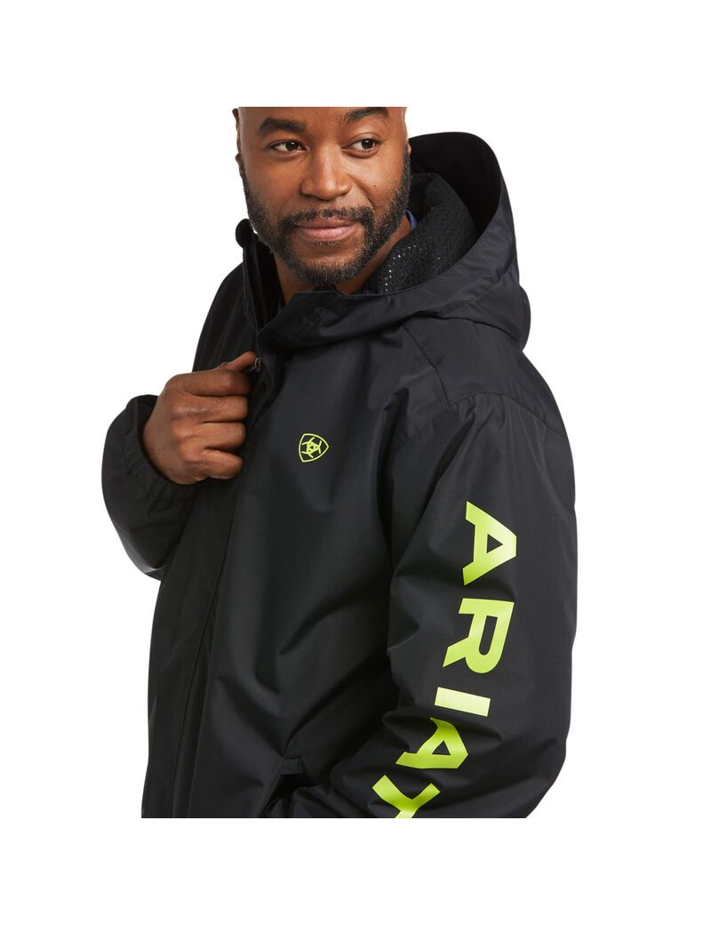 Vestes Ariat Rebar Stormshell Logo Imperméables Noir Vert Clair | VVY-4106182