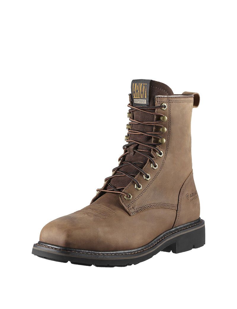 Bottes de Travail Ariat Cascade 8' Larges Square Embout Steel Embout Marron | UNU-8612275