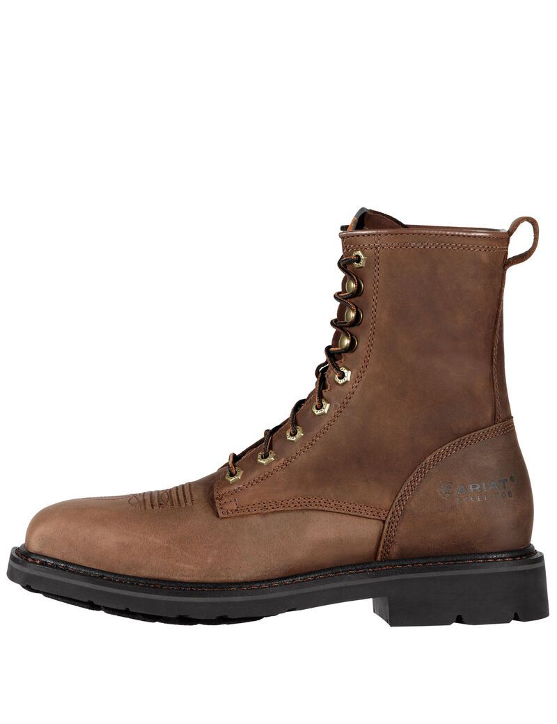 Bottes de Travail Ariat Cascade 8' Larges Square Embout Steel Embout Marron | UNU-8612275