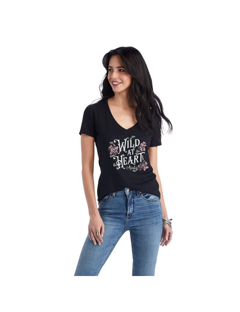 Hauts Ariat Wild Heart Tee Noir | ECC-7094371