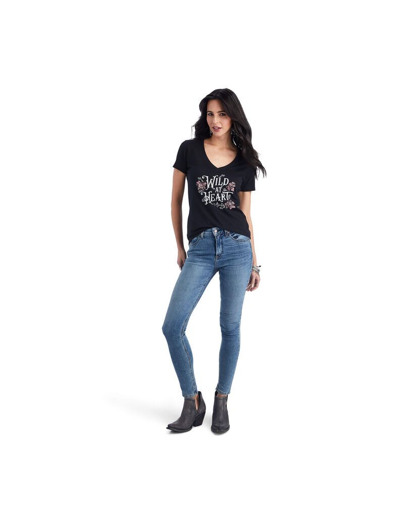 Hauts Ariat Wild Heart Tee Noir | ECC-7094371