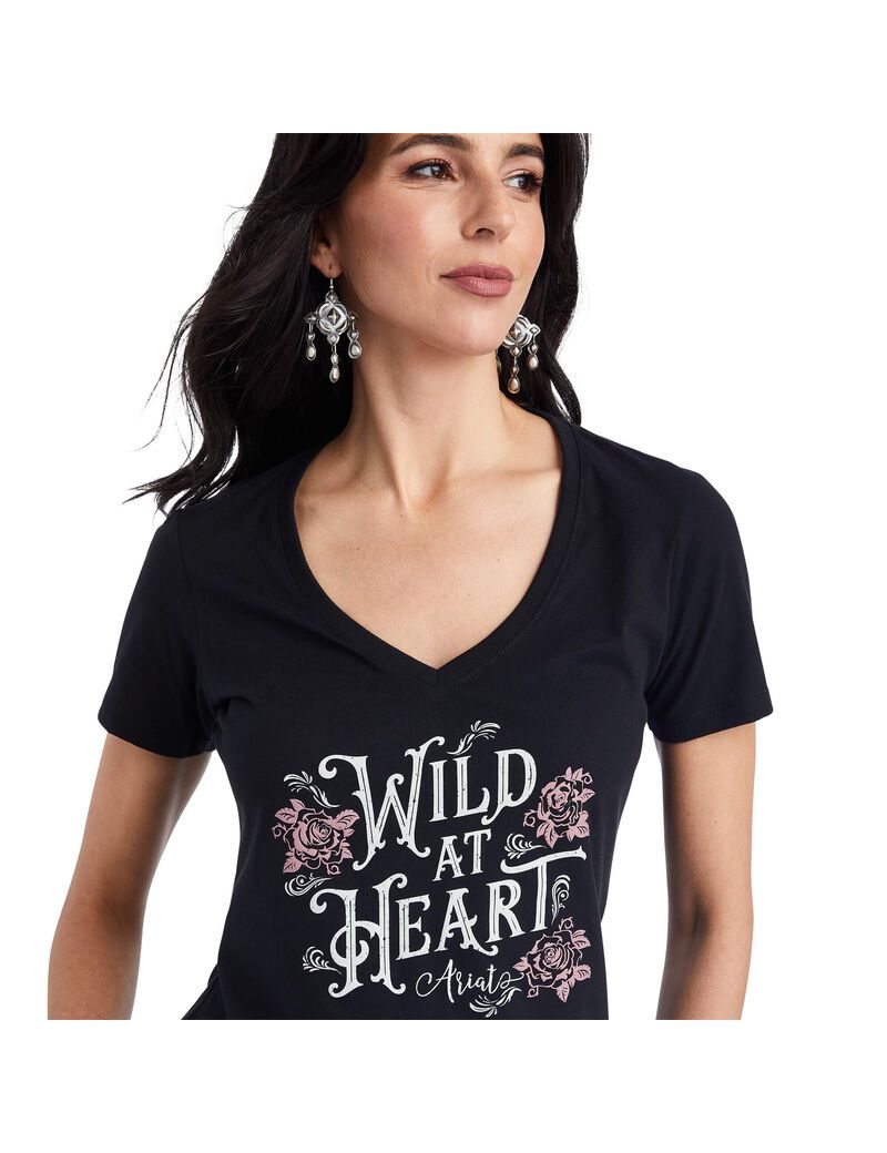 Hauts Ariat Wild Heart Tee Noir | ECC-7094371