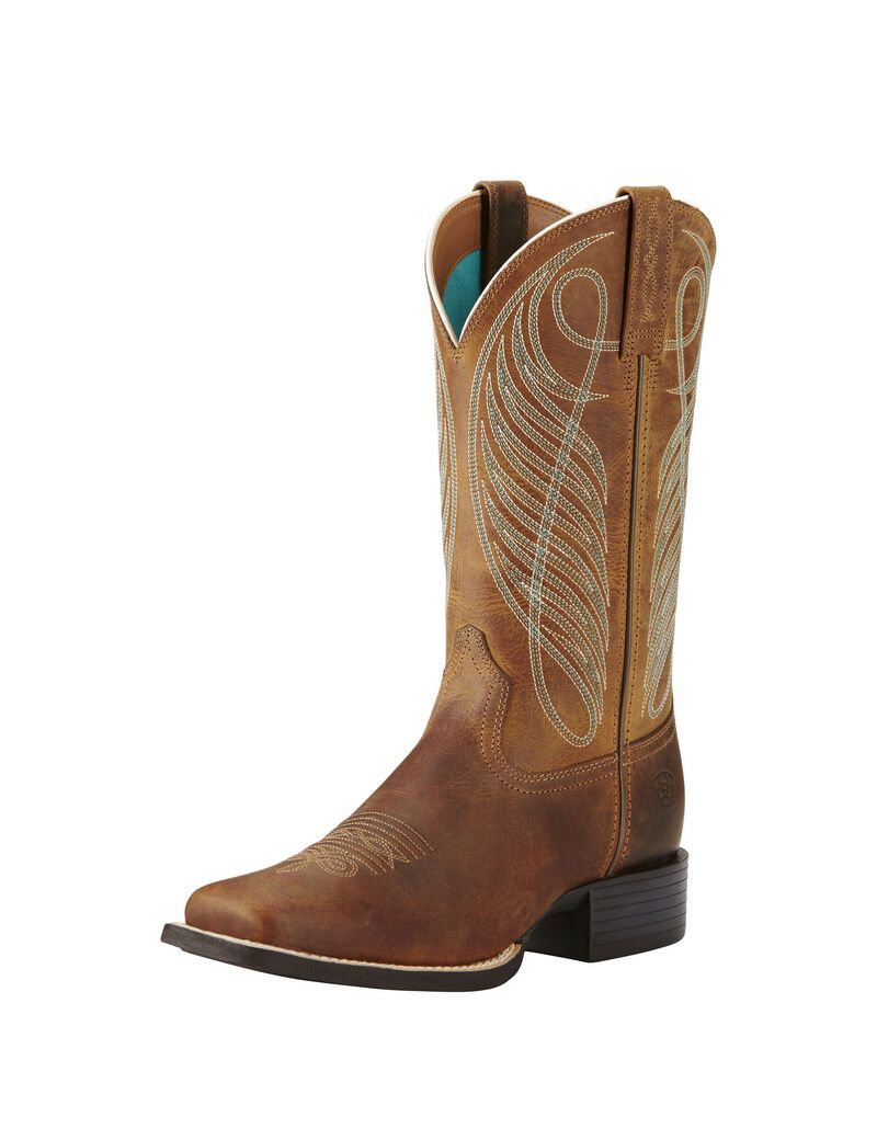 Bottes Western Ariat Round Up Larges Square Embout Marron | LAW-4929487