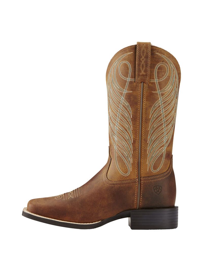 Bottes Western Ariat Round Up Larges Square Embout Marron | LAW-4929487