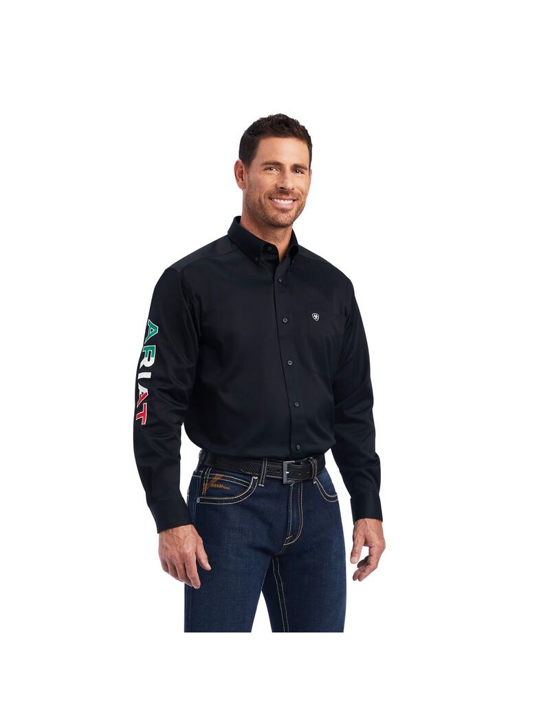 Chemises De Costume Ariat Team Logo Twill Classiche Fit Noir | HZY-4519206