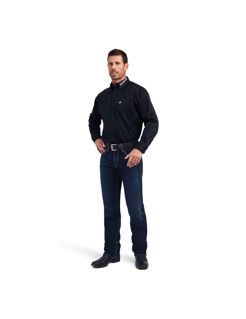 Chemises De Costume Ariat Team Logo Twill Classiche Fit Noir | HZY-4519206