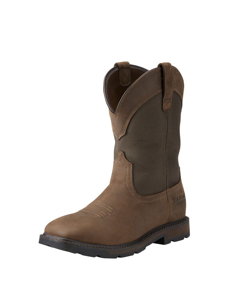 Bottes Imperméables Ariat Groundbreaker Larges Square Embout Steel Embout Travail Marron | PCJ-2038281