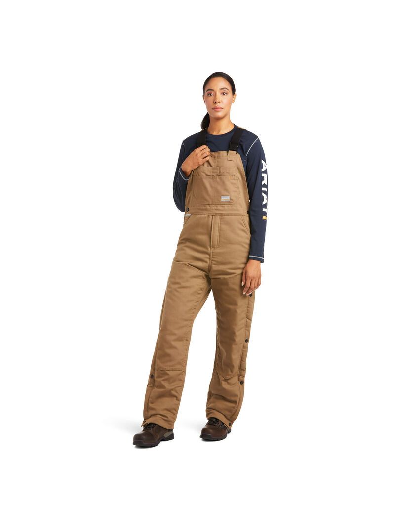 Pantalon Bib Ariat Rebar DuraCanvas Stretch Insulated Kaki | LAX-3974562