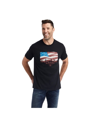 T Shirts Ariat Flagscape Noir | HNW-6446947