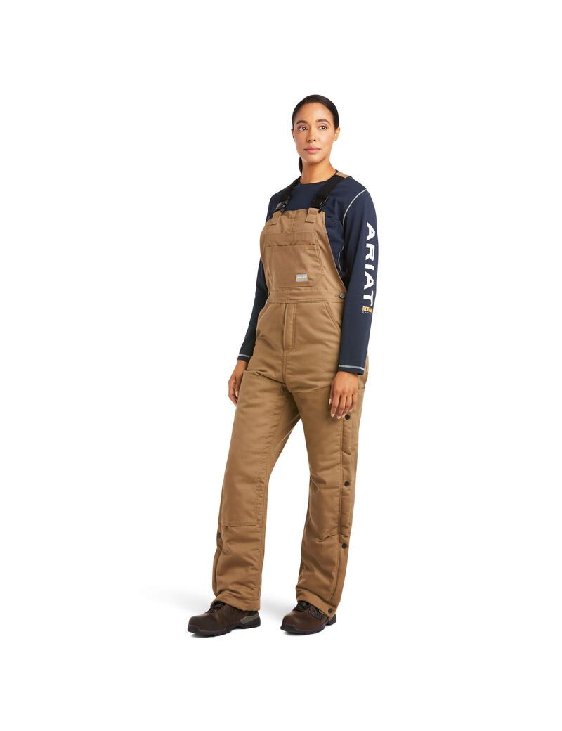 Pantalon Bib Ariat Rebar DuraCanvas Stretch Insulated Kaki | LAX-3974562