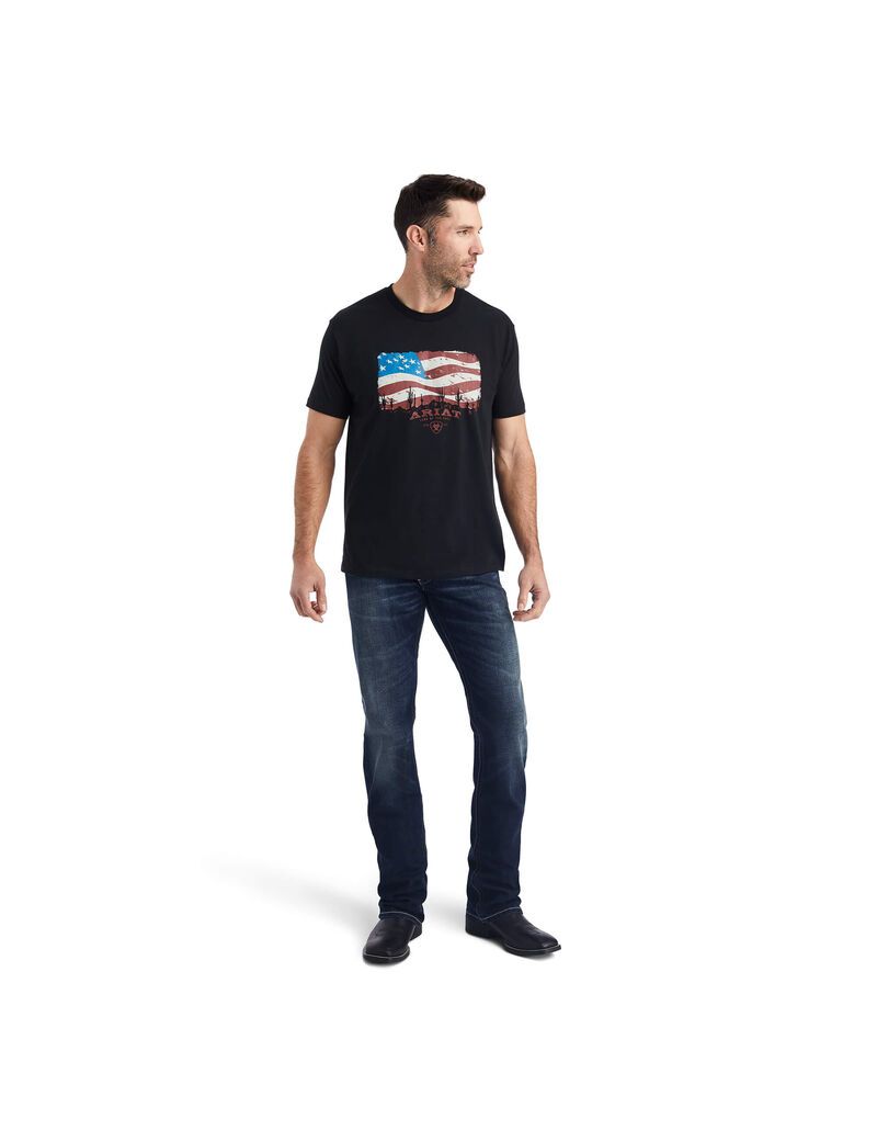 T Shirts Ariat Flagscape Noir | HNW-6446947