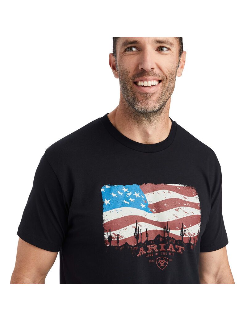 T Shirts Ariat Flagscape Noir | HNW-6446947