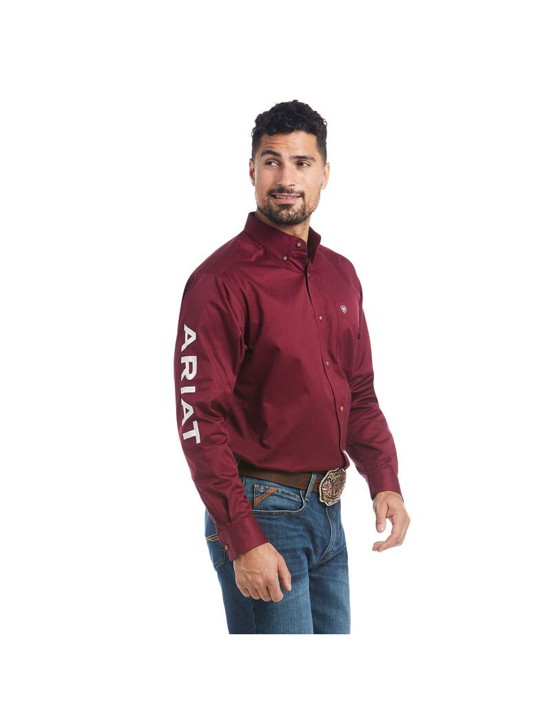 Chemises De Costume Ariat Team Logo Twill Classiche Fit Bordeaux | RGJ-8012457