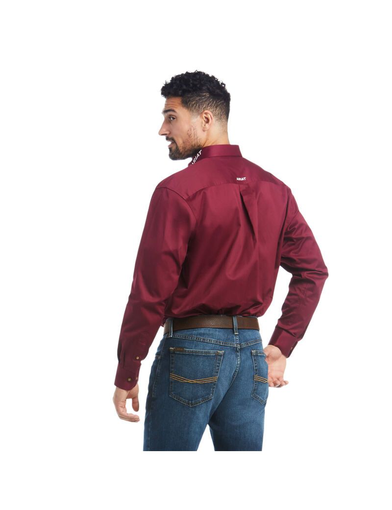 Chemises De Costume Ariat Team Logo Twill Classiche Fit Bordeaux | RGJ-8012457