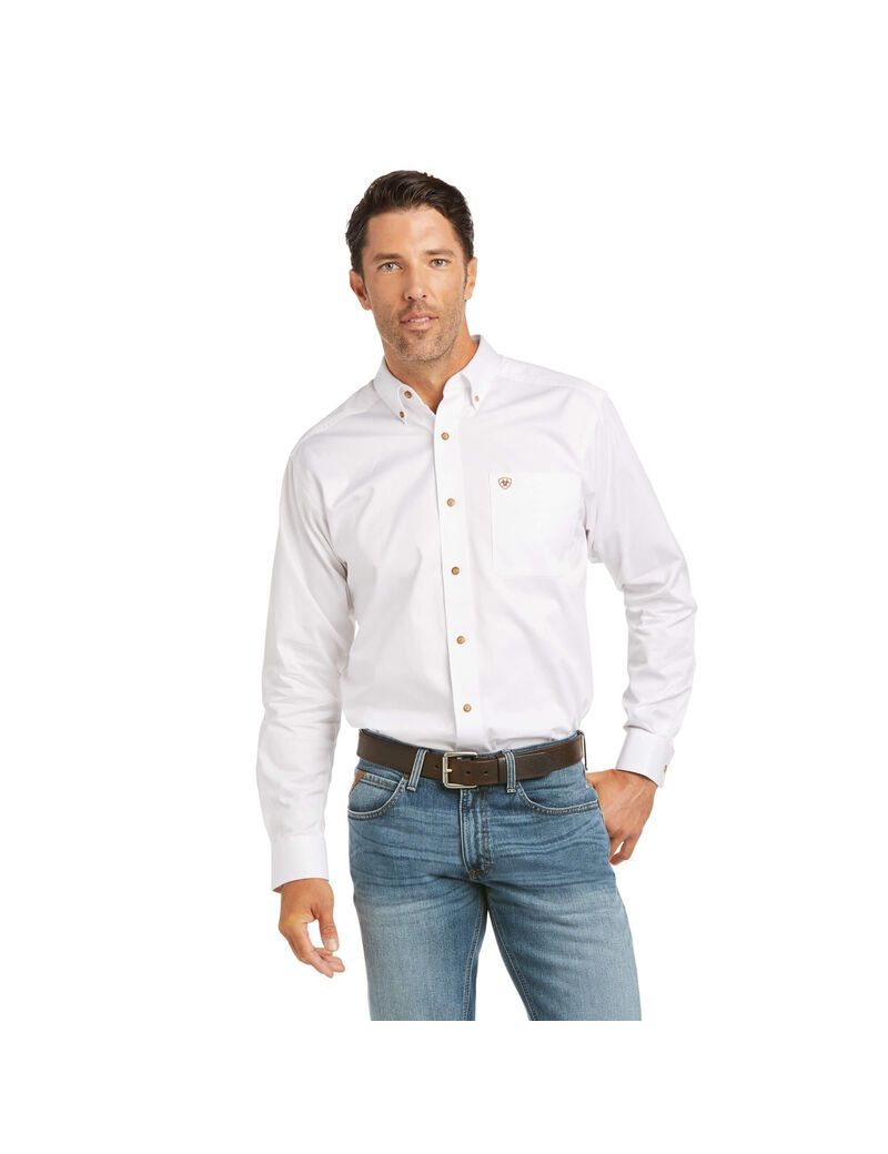 Chemises De Costume Ariat Solid Twill Fitted Blanche | UKL-4079934