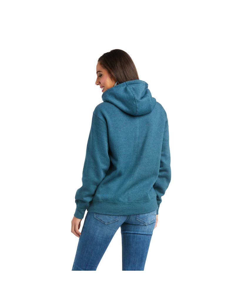 Sweat à Capuche Ariat REAL Arm Logo Turquoise | DMF-7633890