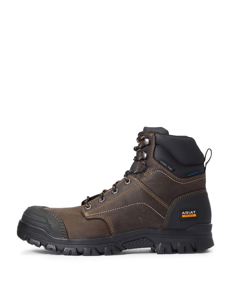 Bottes Imperméables Ariat Treadfast 6' Steel Embout Travail Marron Foncé | RJU-3775043