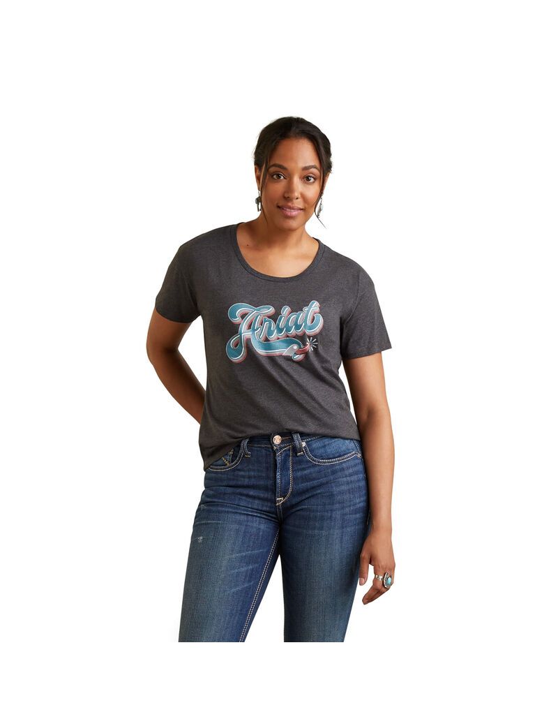 Hauts Ariat Spur Script Tee Grise | UDT-8518765