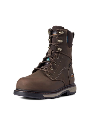 Bottes Imperméables Ariat Riveter 8' CSA Glacier Grip 400g Composite Embout Travail Marron Foncé | SCZ-8696867