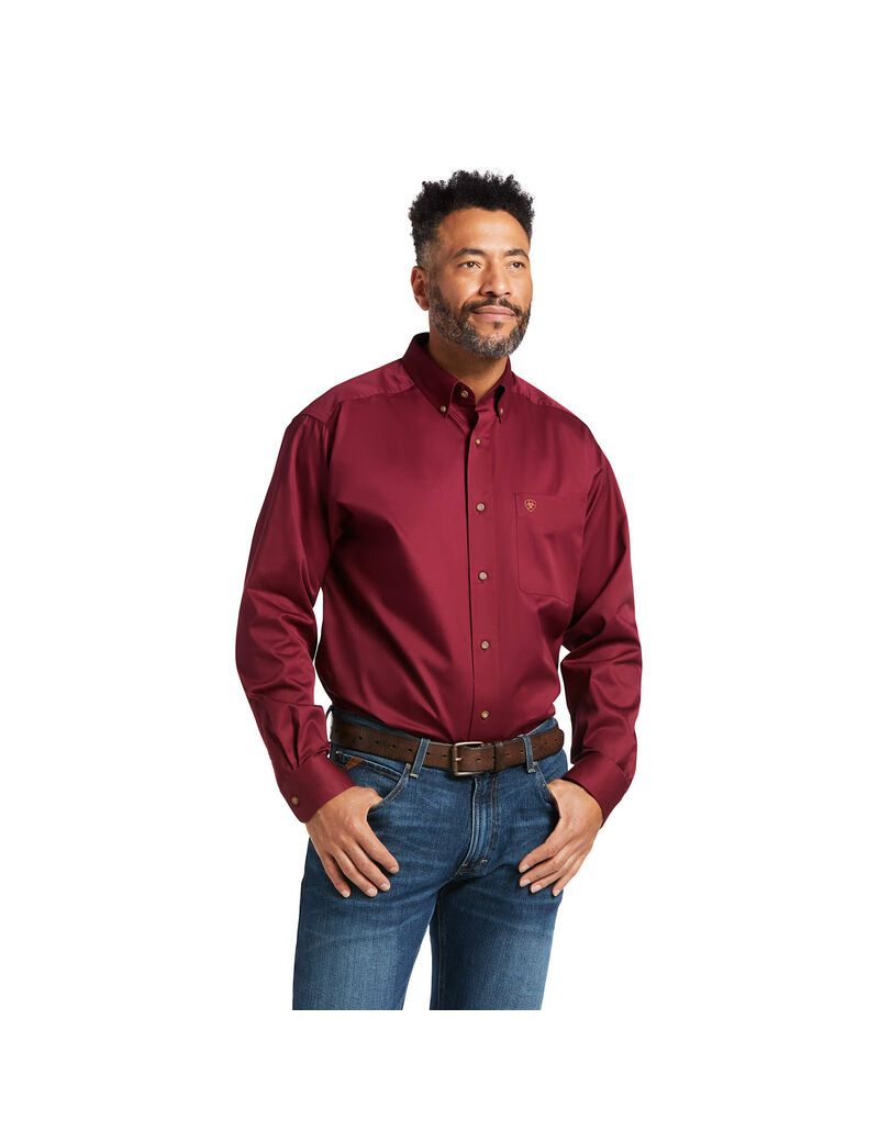 Chemises De Costume Ariat Solid Twill Classiche Fit Bordeaux | FCB-9201704