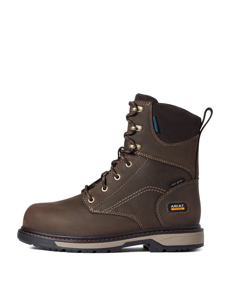 Bottes Imperméables Ariat Riveter 8' CSA Glacier Grip 400g Composite Embout Travail Marron Foncé | SCZ-8696867